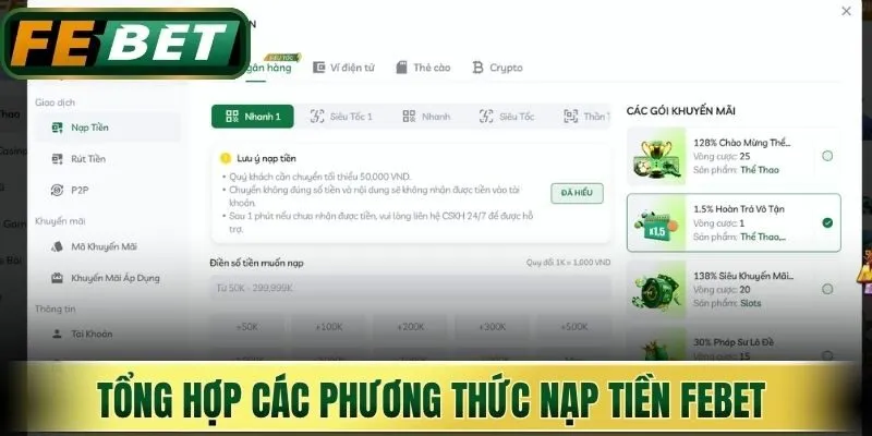 Tổng hợp các phương thức nạp tiền Febet cho người chơi mới