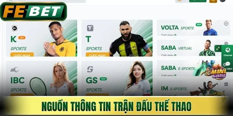 Nguồn thông tin trận đấu thể thao