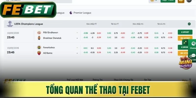 Tổng quan thể thao tại Febet